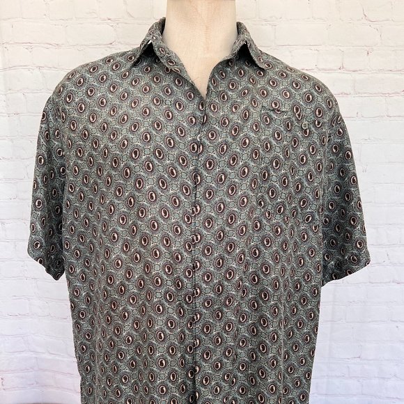 Paisley Silk Short Sleeve Shirt - Colore Italia - Size Large - Picture 1 of 8